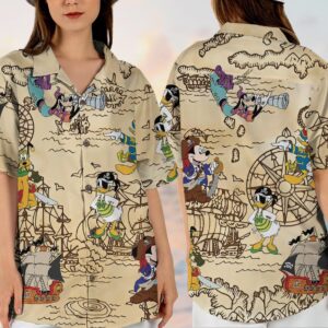 Donald Duck Pluto Goofy Captain Pirate Life For Me Hawaiian Shirt - D160525143