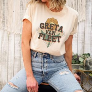 Groovy Greta Van Fleet 70s Inspired Flower Power Unisex Jersey Short Sleeve Graphic Tee - 1507250104