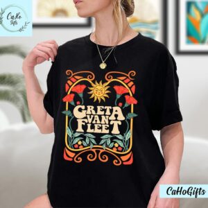Greta Van Fleet Shirt, Floral Retro Greta Van Fleet, Dream In Gold Tour 2023 - 1507250146