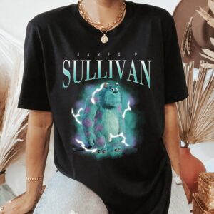 Retro Disney Monster Inc Mike 90s Portrait Full Characters T-Shirt - 1507250430