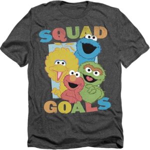 Sesame Street Squad Goals Unisex Adult Heather T-Shirt Charcoal - HD10251694