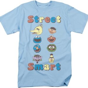 Sesame Street Street Smart Unisex Adult T-Shirt Light Blue - HD10251719