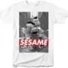 Sesame Street Black and White Sesame Portrait Unisex Adult T-Shirt White - HD10251723