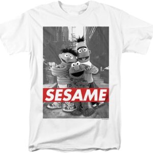 Sesame Street Black and White Sesame Portrait Unisex Adult T-Shirt White - HD10251723