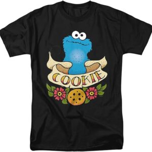 Sesame Street Cookie Monster Cookies Tattoo Unisex Adult T Shirt - HD10251757