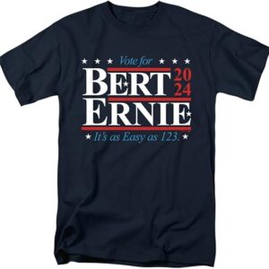 Sesame Street Bert Ernie for President 123 Vote Unisex Adult T-Shirt Navy - HD10251760