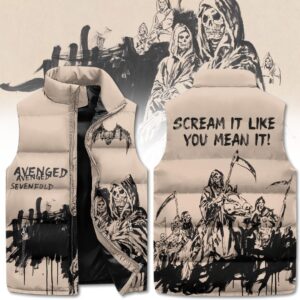 Avenged Sevenfold 3D Sleeveless Puffer Jacket - 2711352036