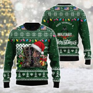 Military Christmas Ugly Sweater, Patriotic Holiday Sweatshirt for Veterans and Soldiers, Funny Army, Happy Holiday Xmas Gift, Christmas Gift